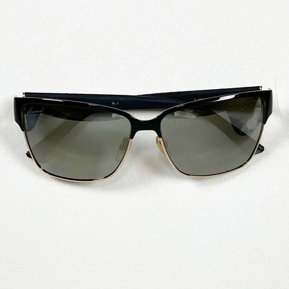 GUCCI 4263 GG4263S Square Black Gold Textile Mirrored Sunglasses Women 60-14-140 - Picture 4 of 16